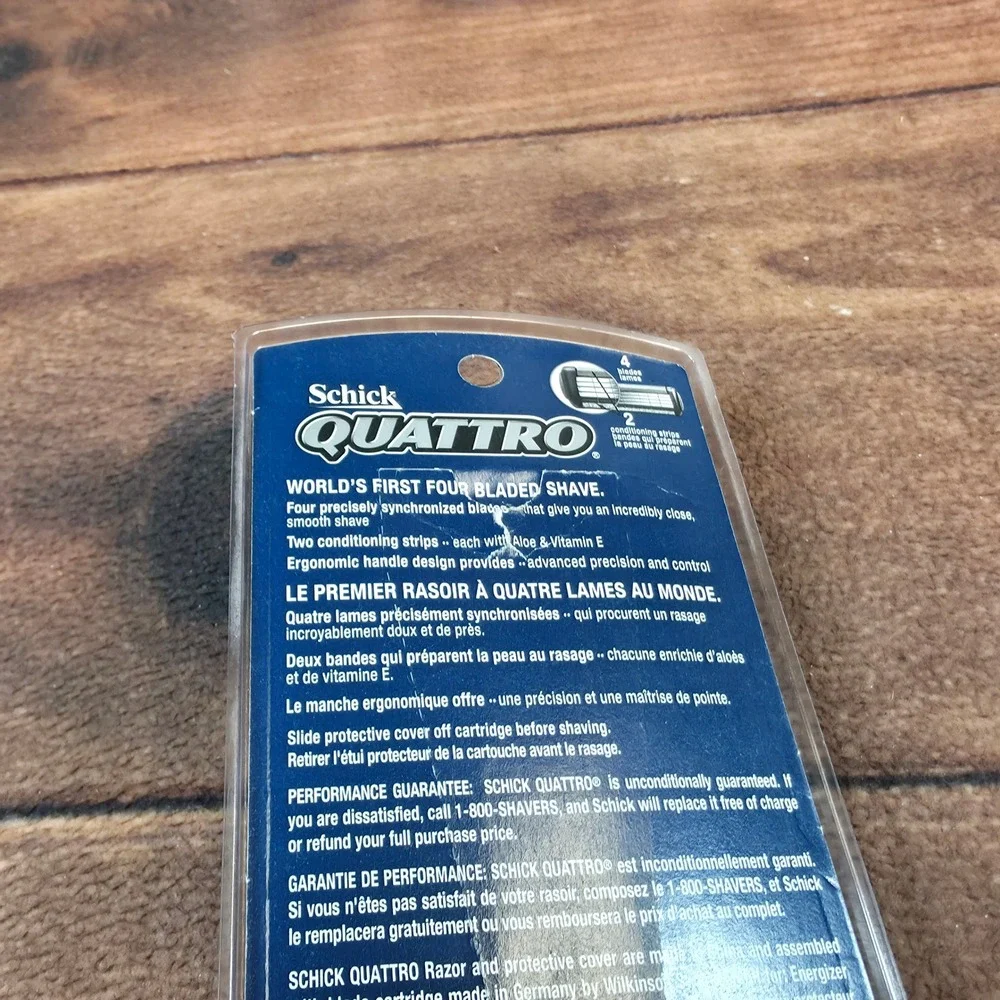 Schick Quattro Razor Mens OS Silver New 4 Blade System 2004 Vintage